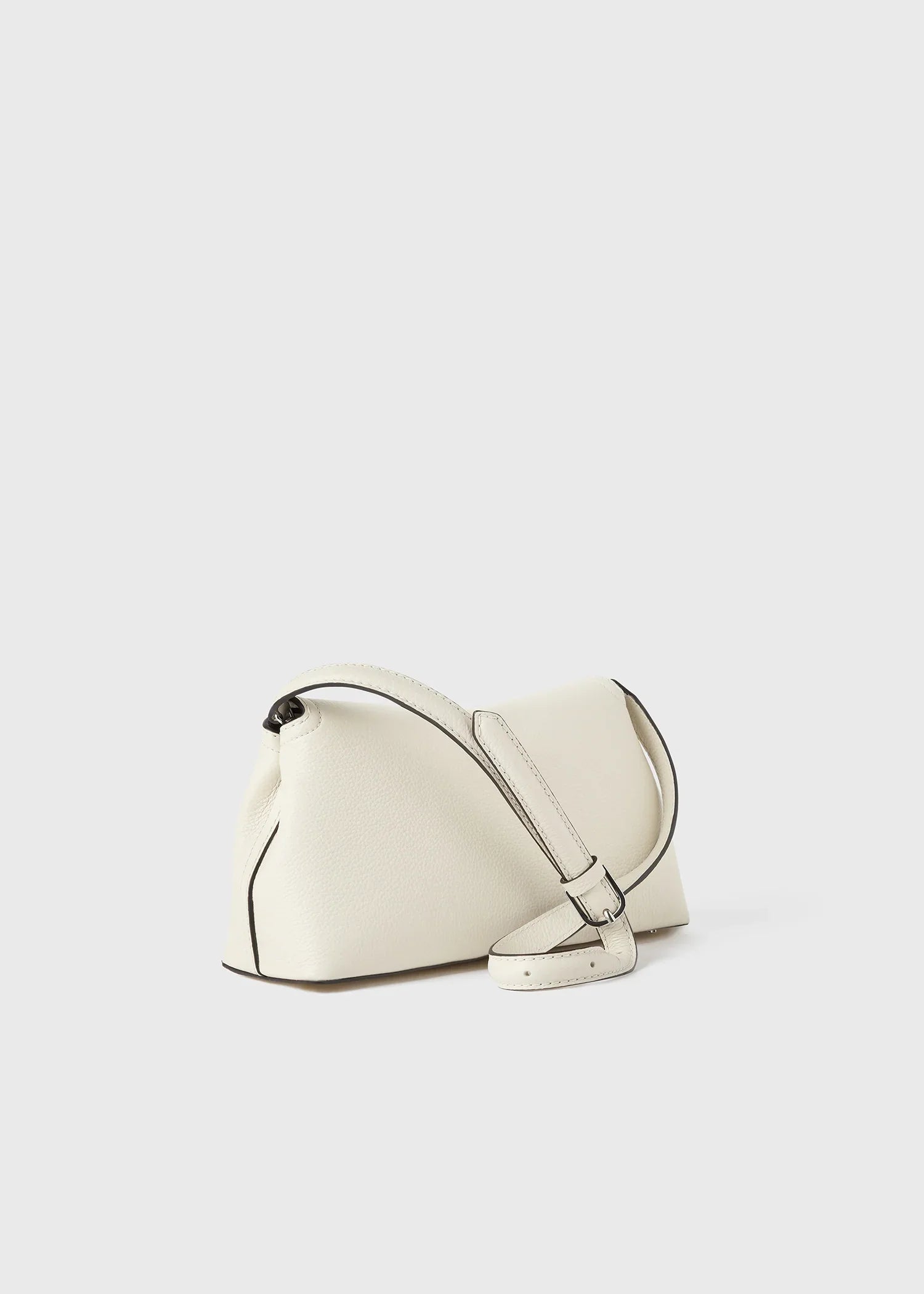 Toteme T-Lock grained-leather clutch milk