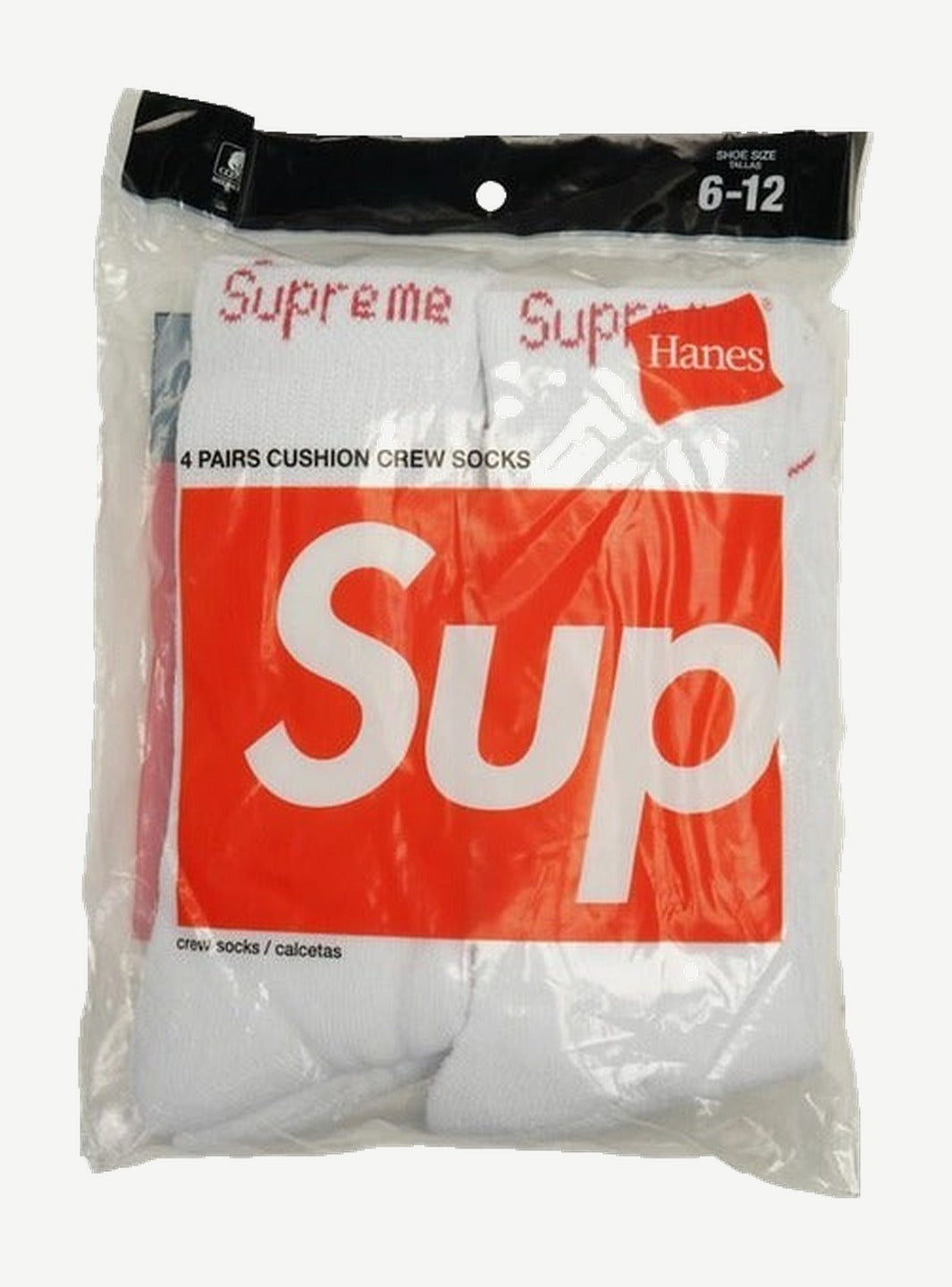 Supreme Hanes Crew Socks (4 Pack) White