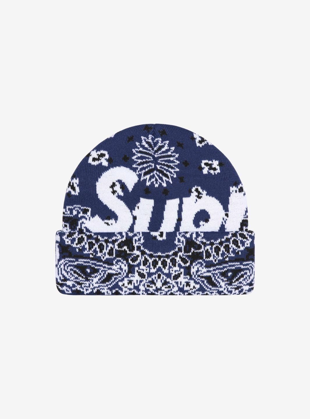Supreme Bandana Big Logo Beanie Blue