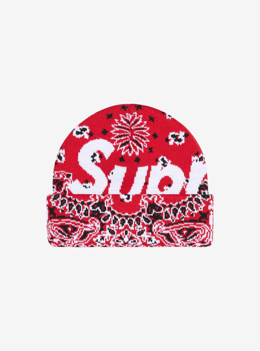 Supreme Bandana Big Logo Beanie Red