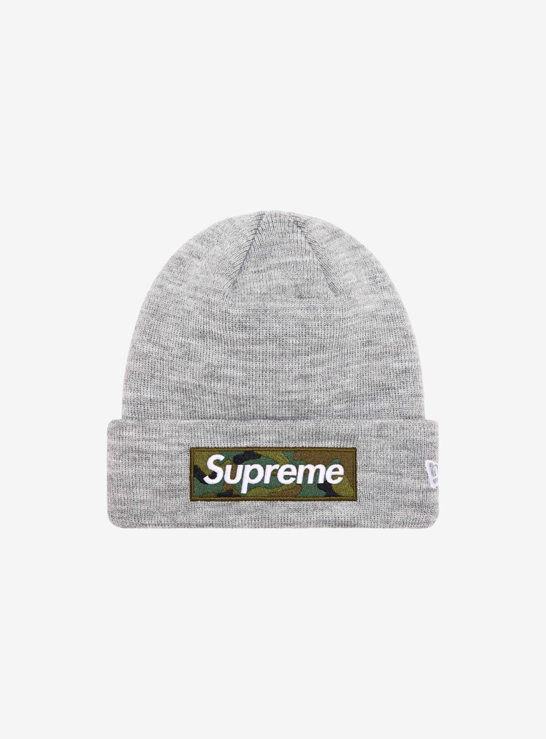 Supreme New Era Box Logo Beanie Heather Grey (FW23)