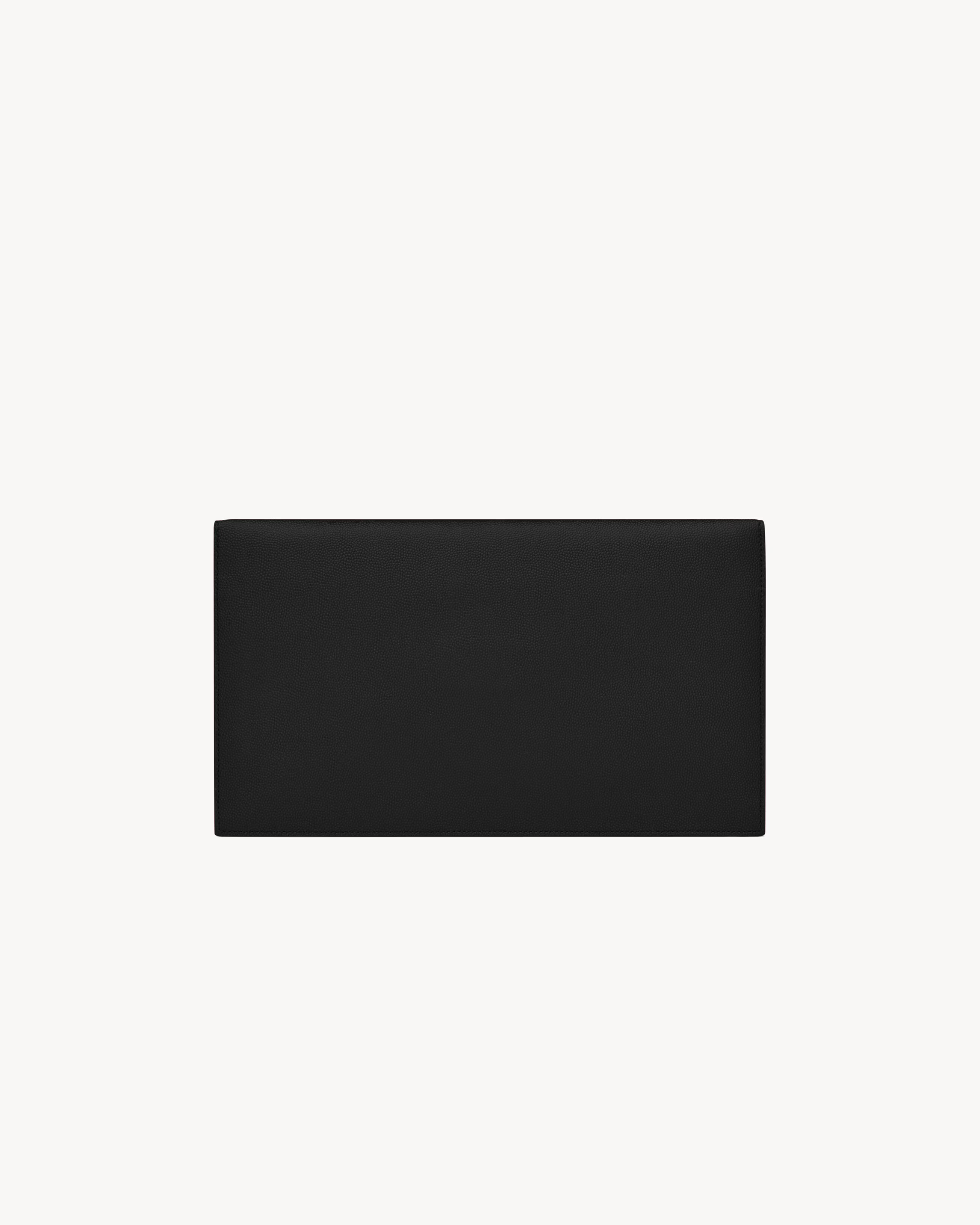 Saint Laurent Pochette Uptown Grain de Poudre Embossed Leather Black and Gold