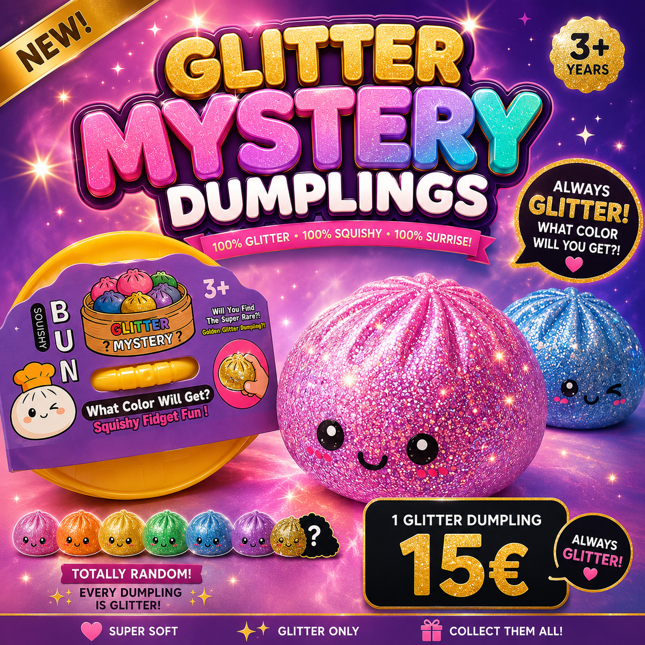 Viral Squishy Dumplings Glitter