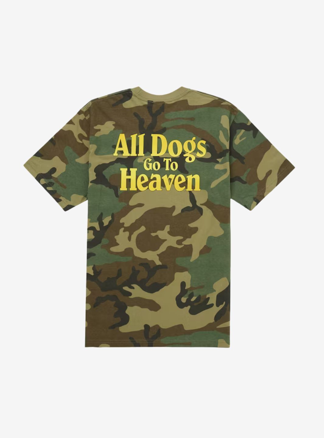 Supreme All Dogs Go To Heaven T-Shirt Woodland Camo