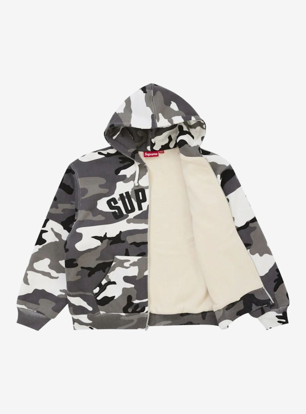 Supreme Arc Thermal Lined Zip Up Hooded Sweatshirt Snow Camo