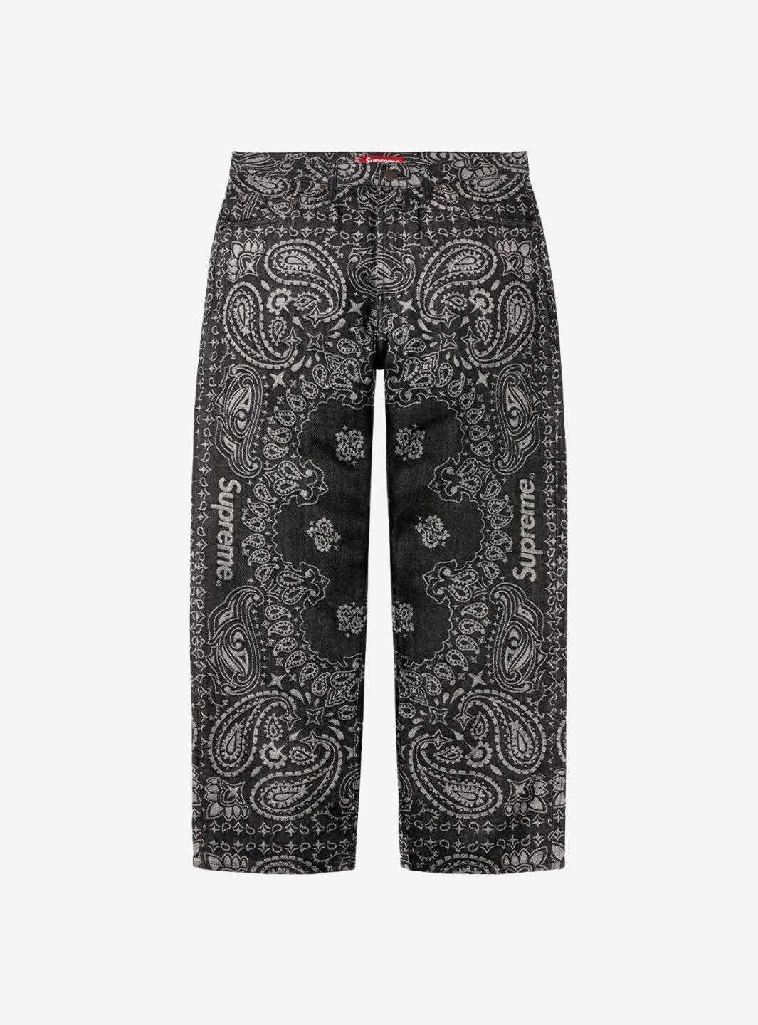 Supreme Bandana Jacquard Baggy Jeans Black