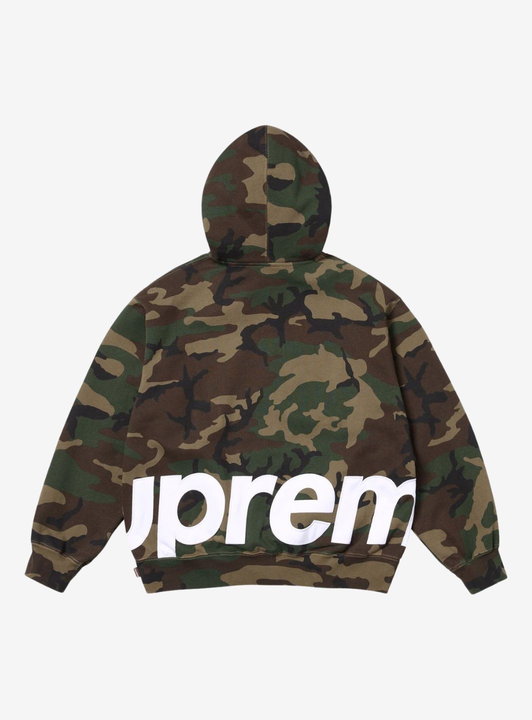 Supreme Big Logo Zip Up Hooded Sweatshirt Woodland Camo