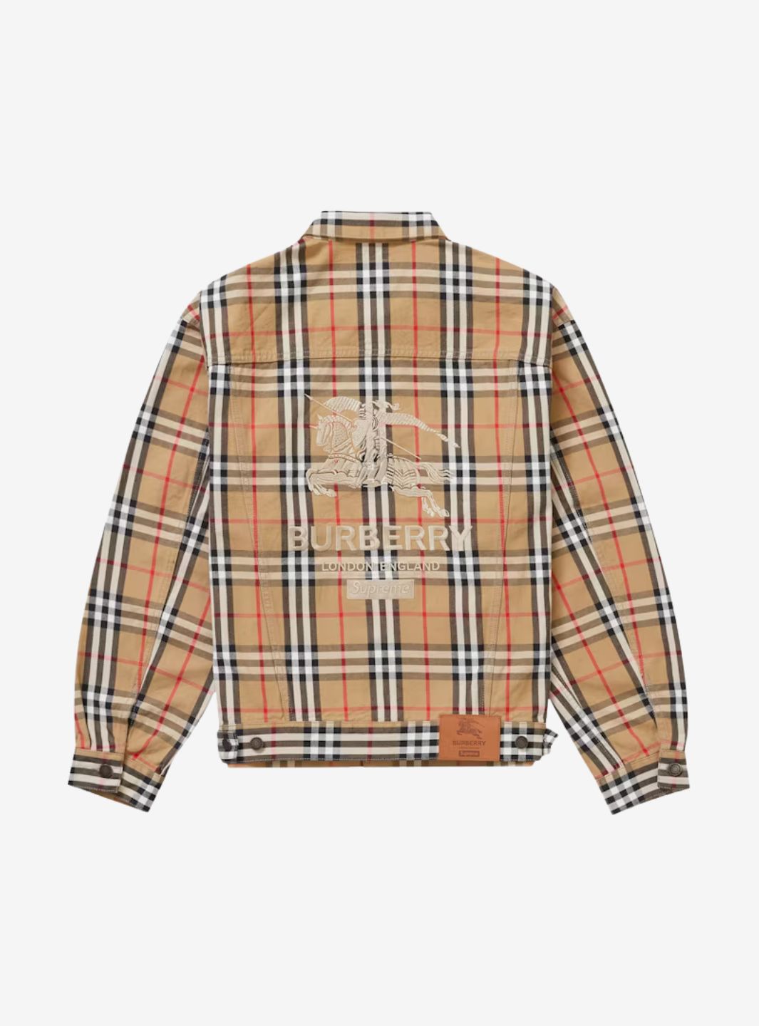 Supreme Burberry Denim Trucker Jacket Beige