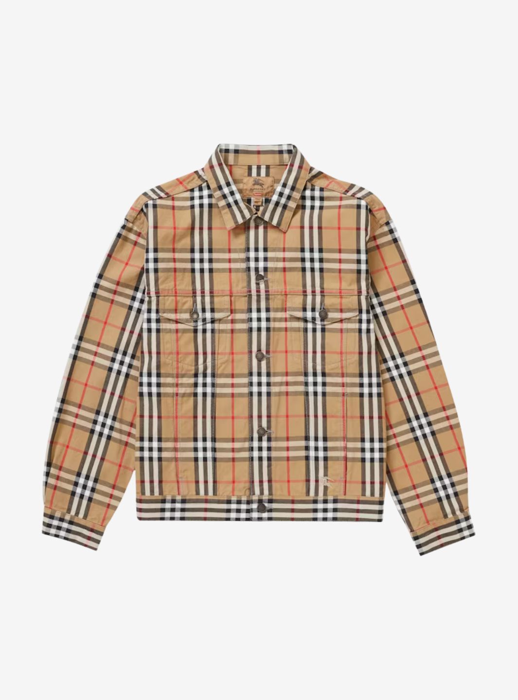 Supreme Burberry Denim Trucker Jacket Beige | ResellZone