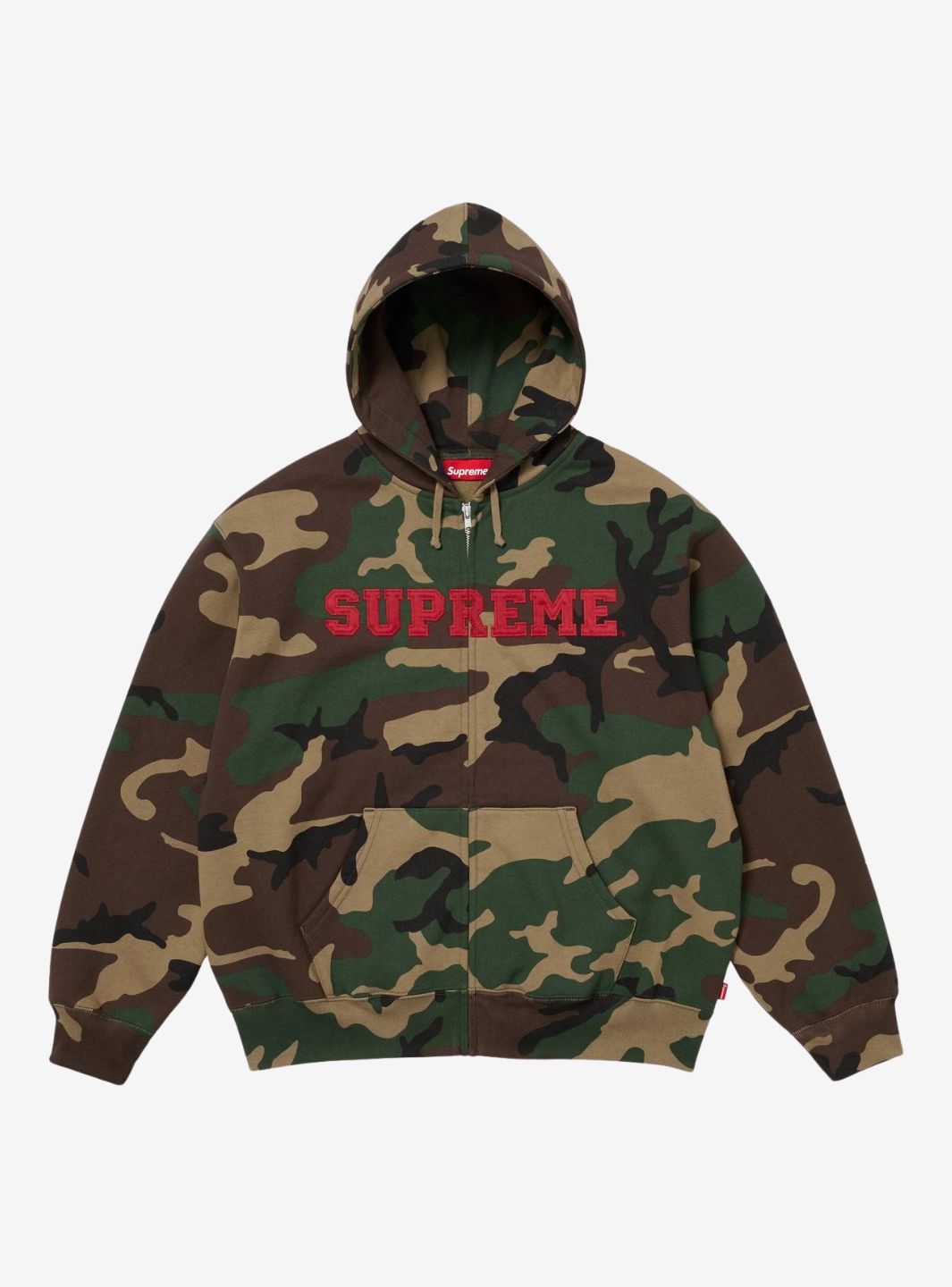 Supreme Collegiate Appliqué Zip Up Hooded Sweatshirt Woodland Camo | ResellZone