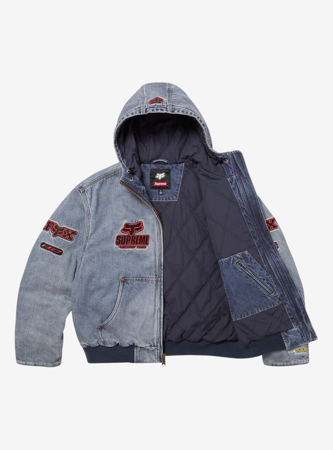 Supreme Fox Racing Hooded Work Jacket Denim