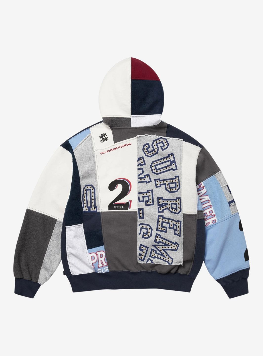 Supreme Patchwork Zip Up Hooded Sweatshirt Navy (SS25)