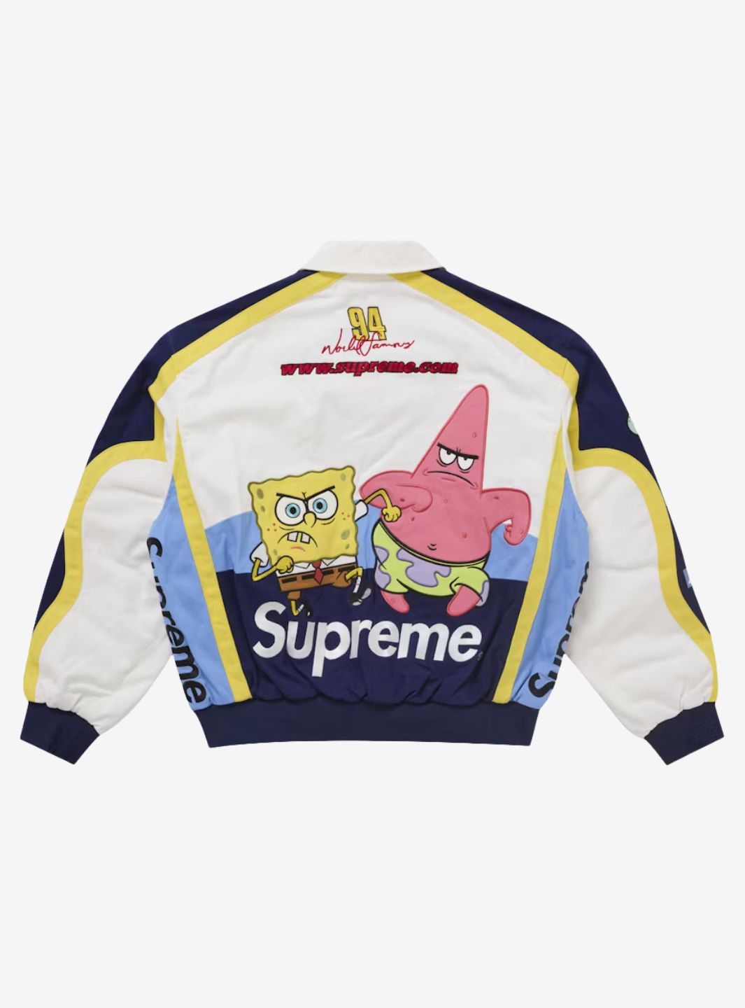 Supreme SpongeBob SquarePants Jeff Hamilton Racing Jacket White