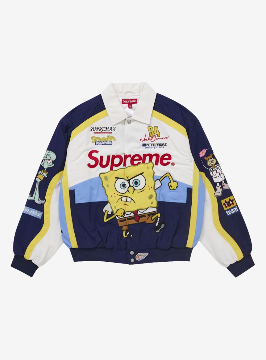 Supreme SpongeBob SquarePants Jeff Hamilton Racing Jacket White | ResellZone