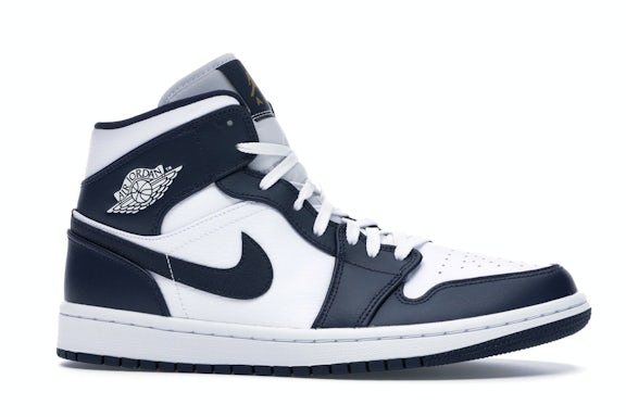 Jordan 1 Mid White Metallic Gold Obsidian