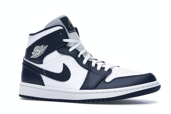 Jordan 1 Mid White Metallic Gold Obsidian