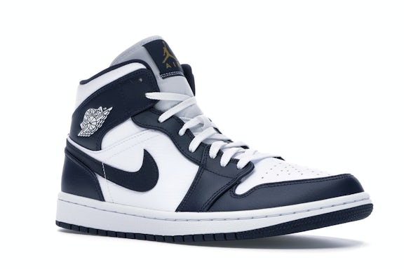 Jordan 1 Mid White Metallic Gold Obsidian