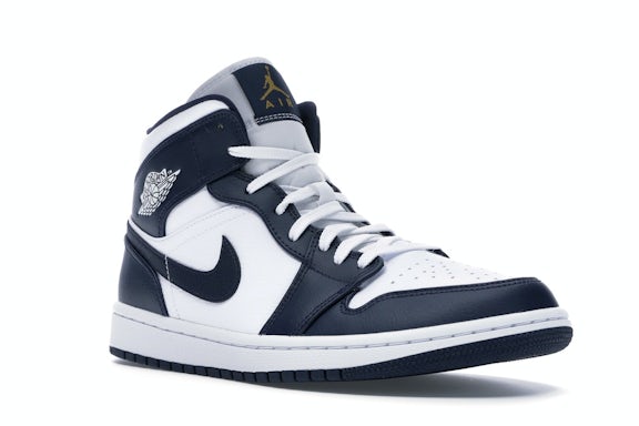 Jordan 1 Mid White Metallic Gold Obsidian