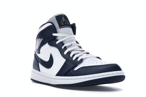 Jordan 1 Mid White Metallic Gold Obsidian