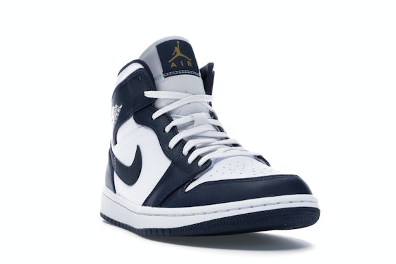 Jordan 1 Mid White Metallic Gold Obsidian