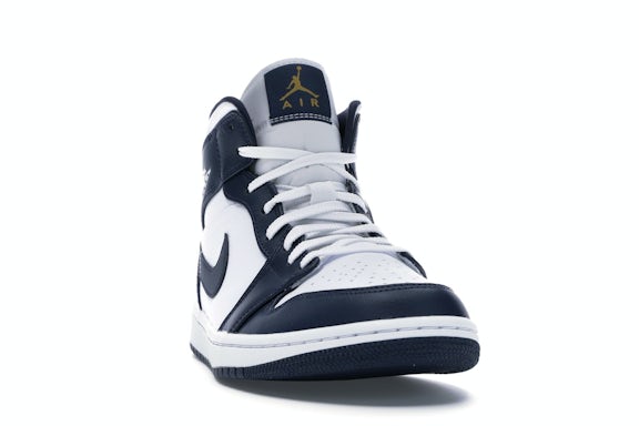 Jordan 1 Mid White Metallic Gold Obsidian