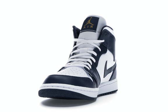 Jordan 1 Mid White Metallic Gold Obsidian