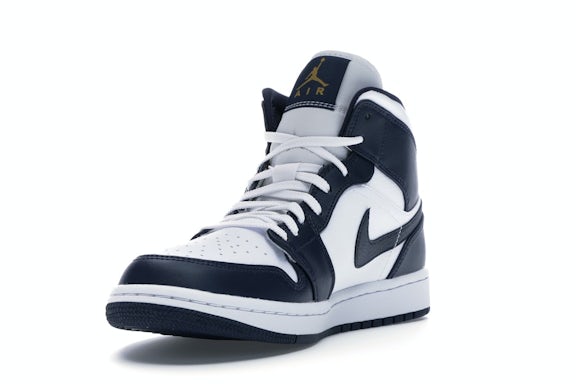 Jordan 1 Mid White Metallic Gold Obsidian