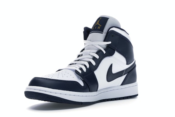 Jordan 1 Mid White Metallic Gold Obsidian