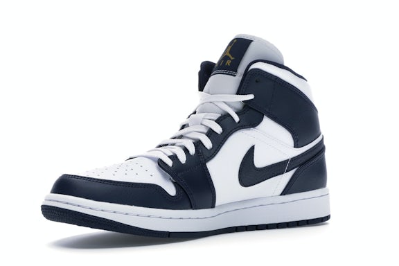 Jordan 1 Mid White Metallic Gold Obsidian