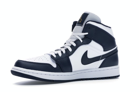 Jordan 1 Mid White Metallic Gold Obsidian