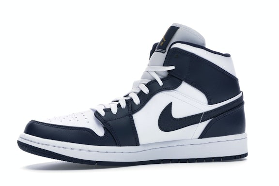 Jordan 1 Mid White Metallic Gold Obsidian