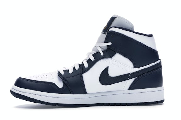 Jordan 1 Mid White Metallic Gold Obsidian