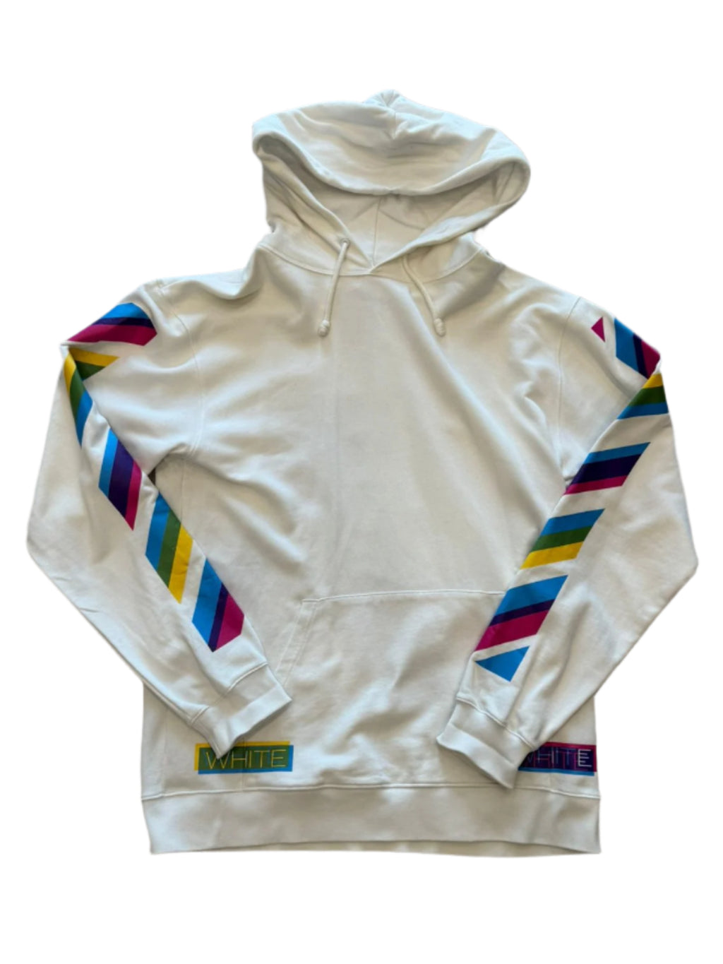 off white hoodie diagonal stripe multicolor - Used