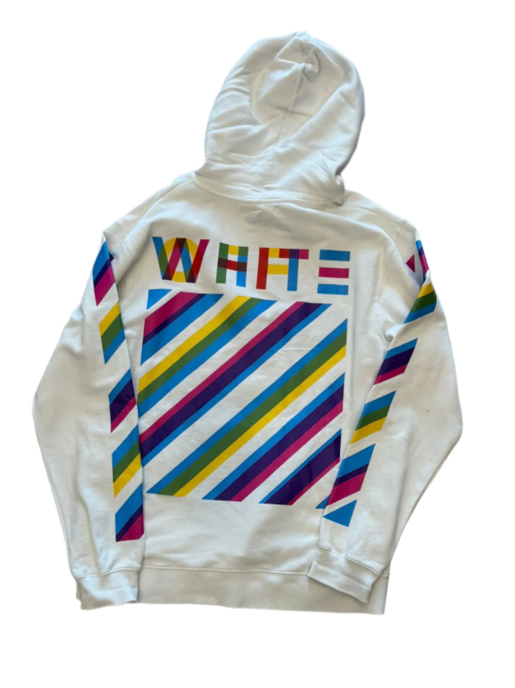 off white hoodie diagonal stripe multicolor - Used