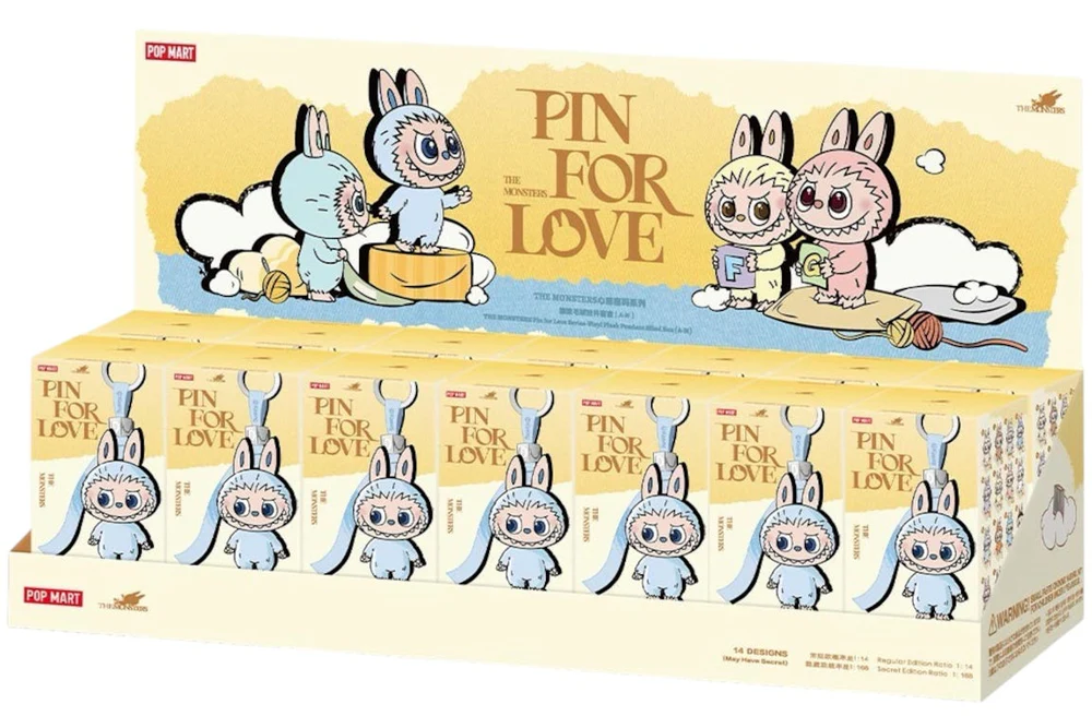 Pop Mart Labubu The Monsters Pin for Love Series Vinyl Plush Pendant (A-M) Sealed Case (14 Blind Box)