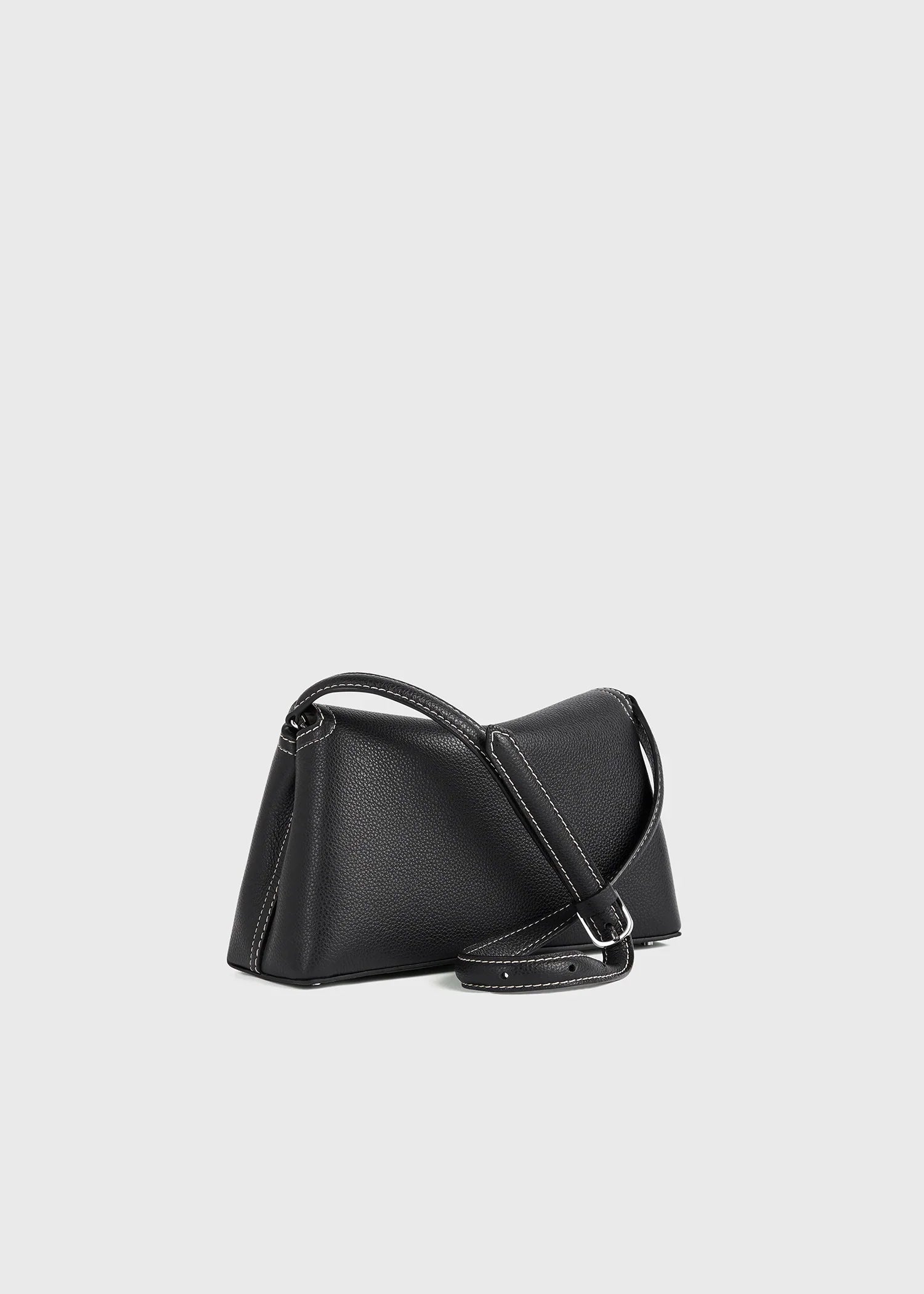 Toteme T-Lock grained-leather clutch black and silver