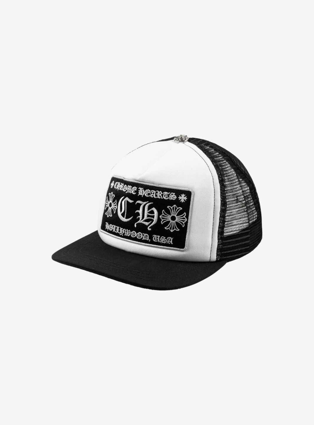 Cappello da camionista Chrome Hearts CH Hollywood nero/bianco
