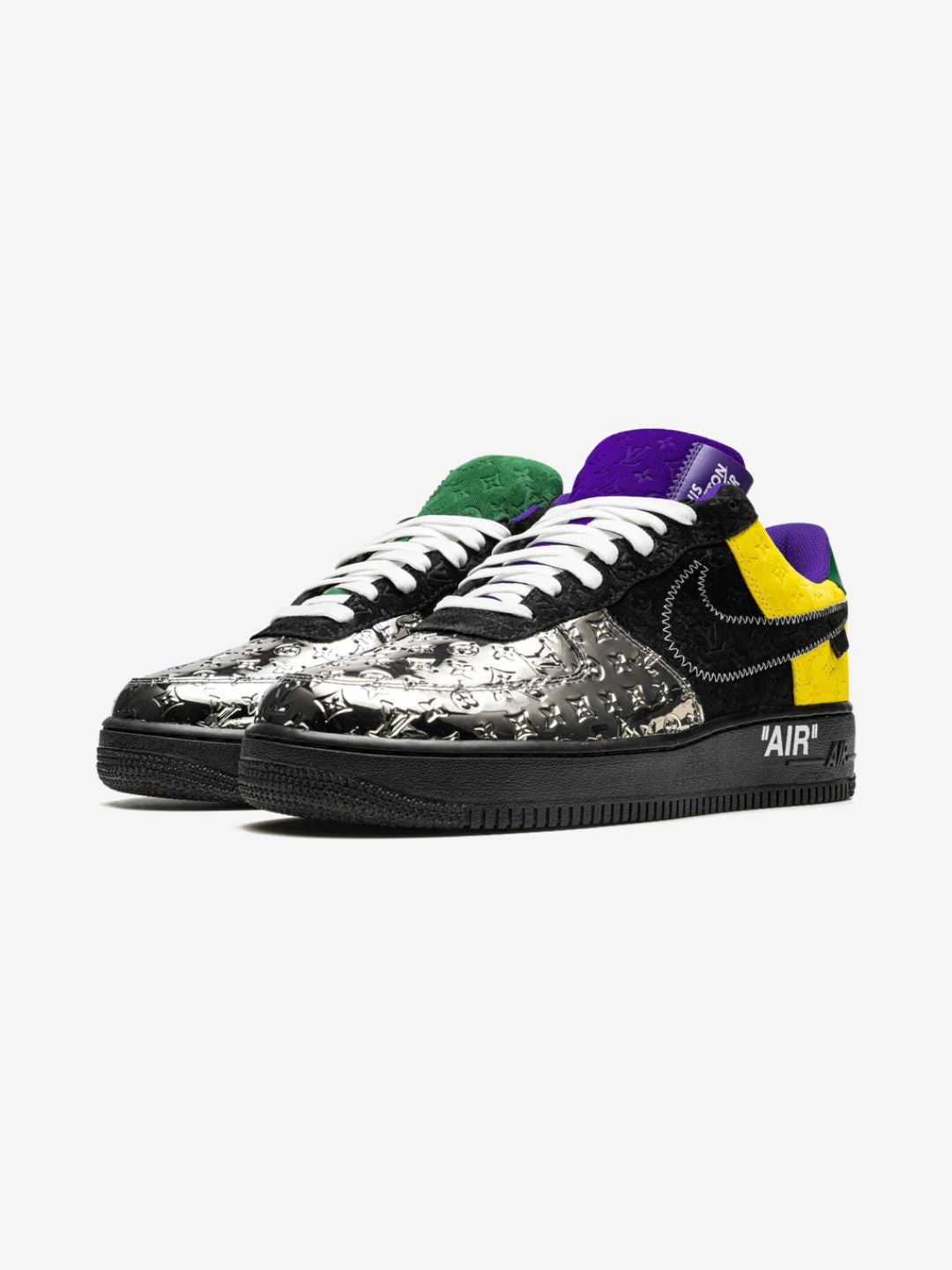 Louis Vuitton Nike Air Force 1 Low By Virgil Abloh Black Metallic Silver