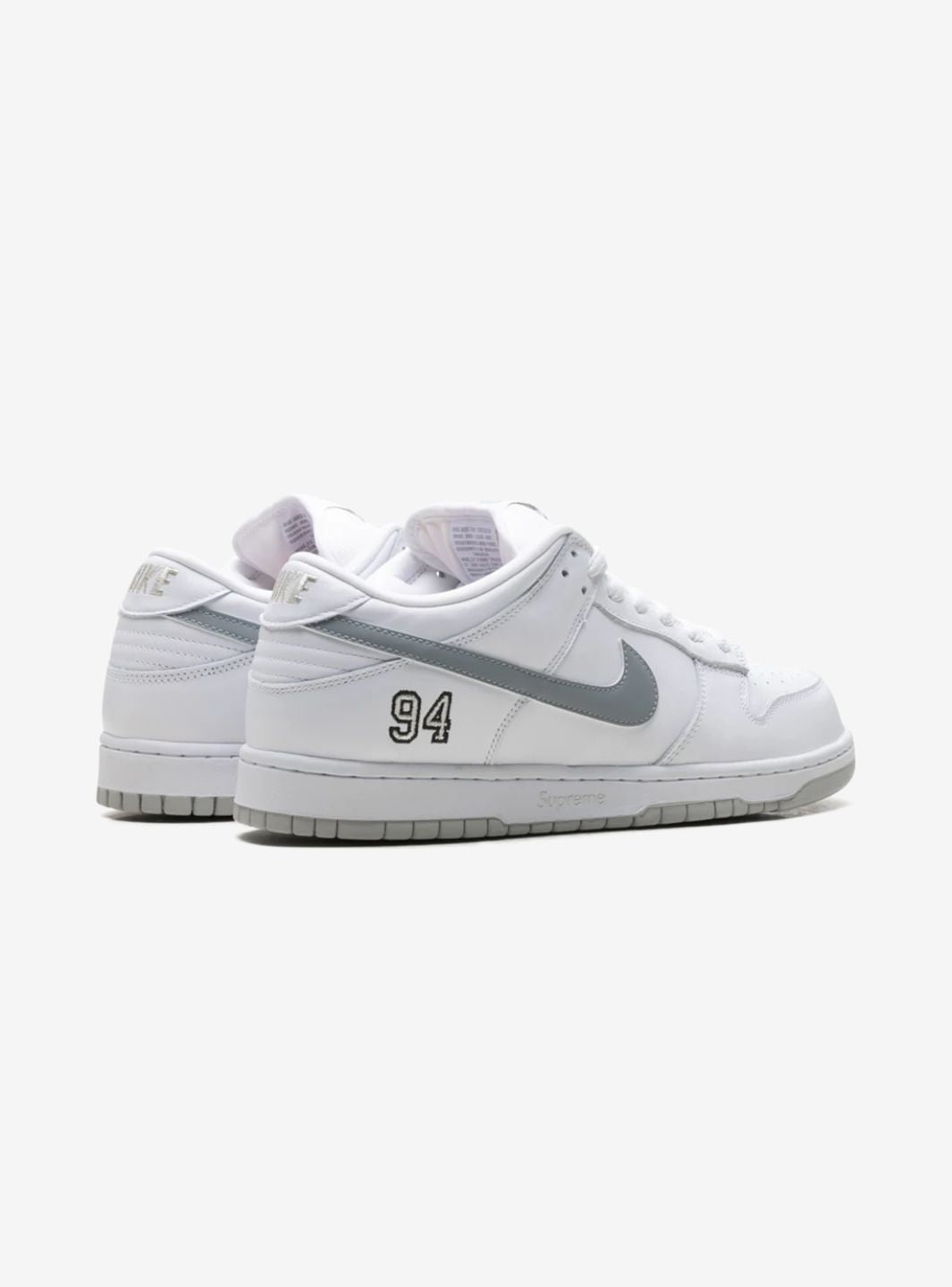 Nike SB Dunk Low Supreme 94 White Metallic Silver