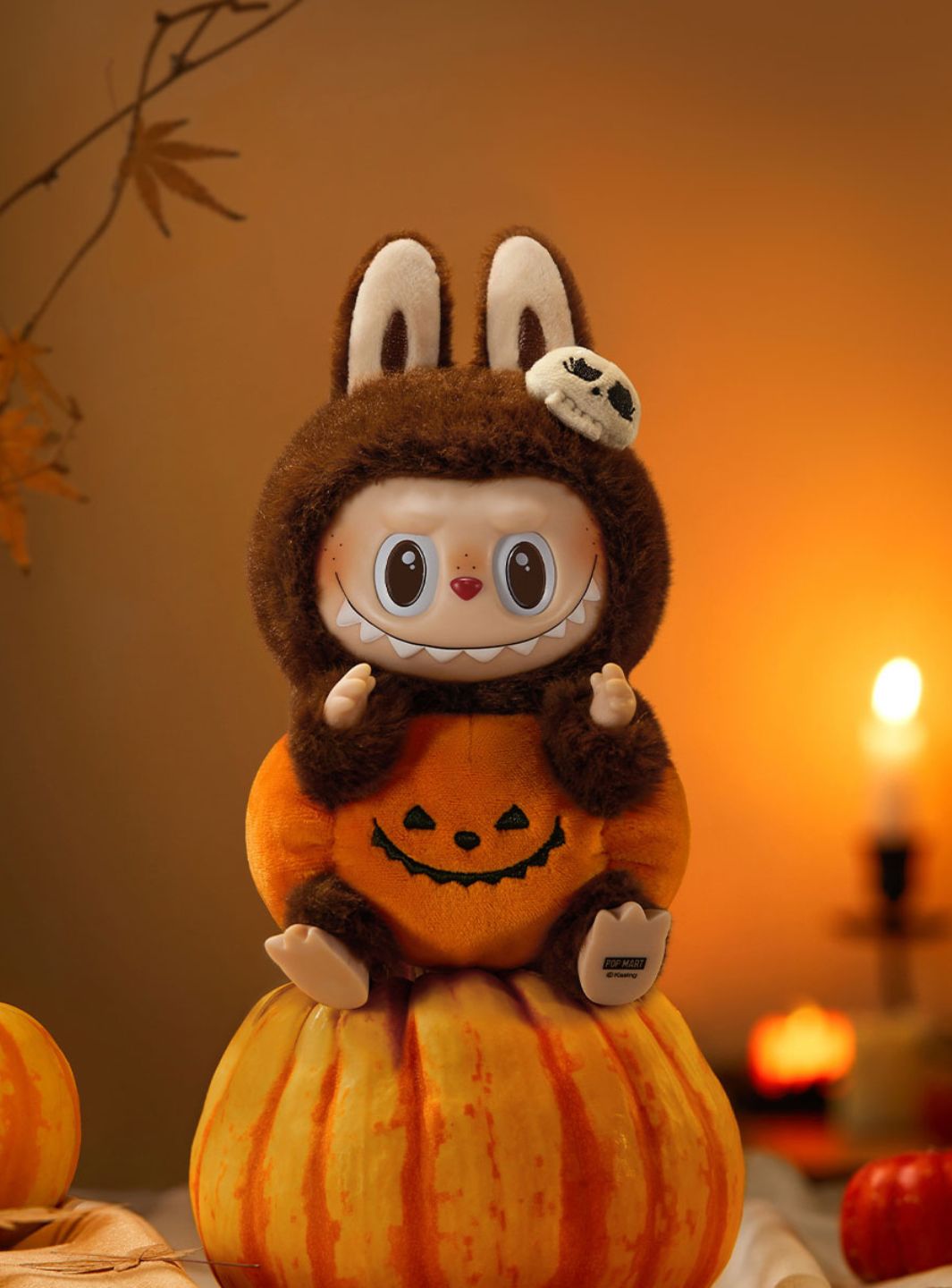 Pop Mart Labubu Happy Halloween Party Series-Sitting Pumpkin Vinyl Plush Pendant 1 of 1