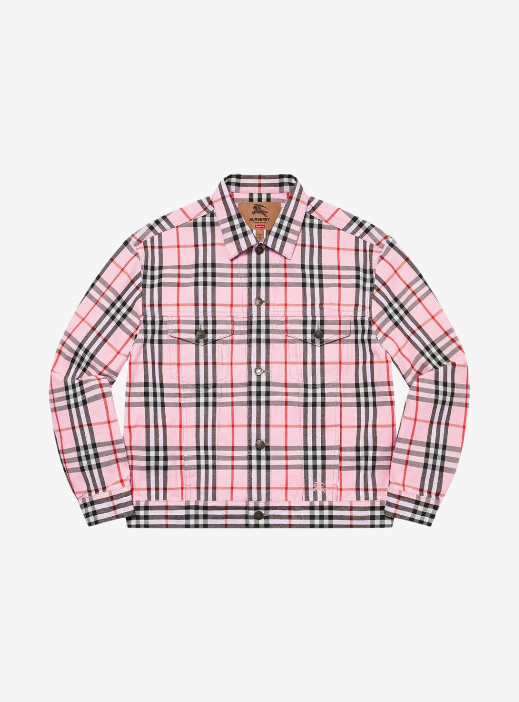 Supreme Burberry Denim Trucker Jacket Pink