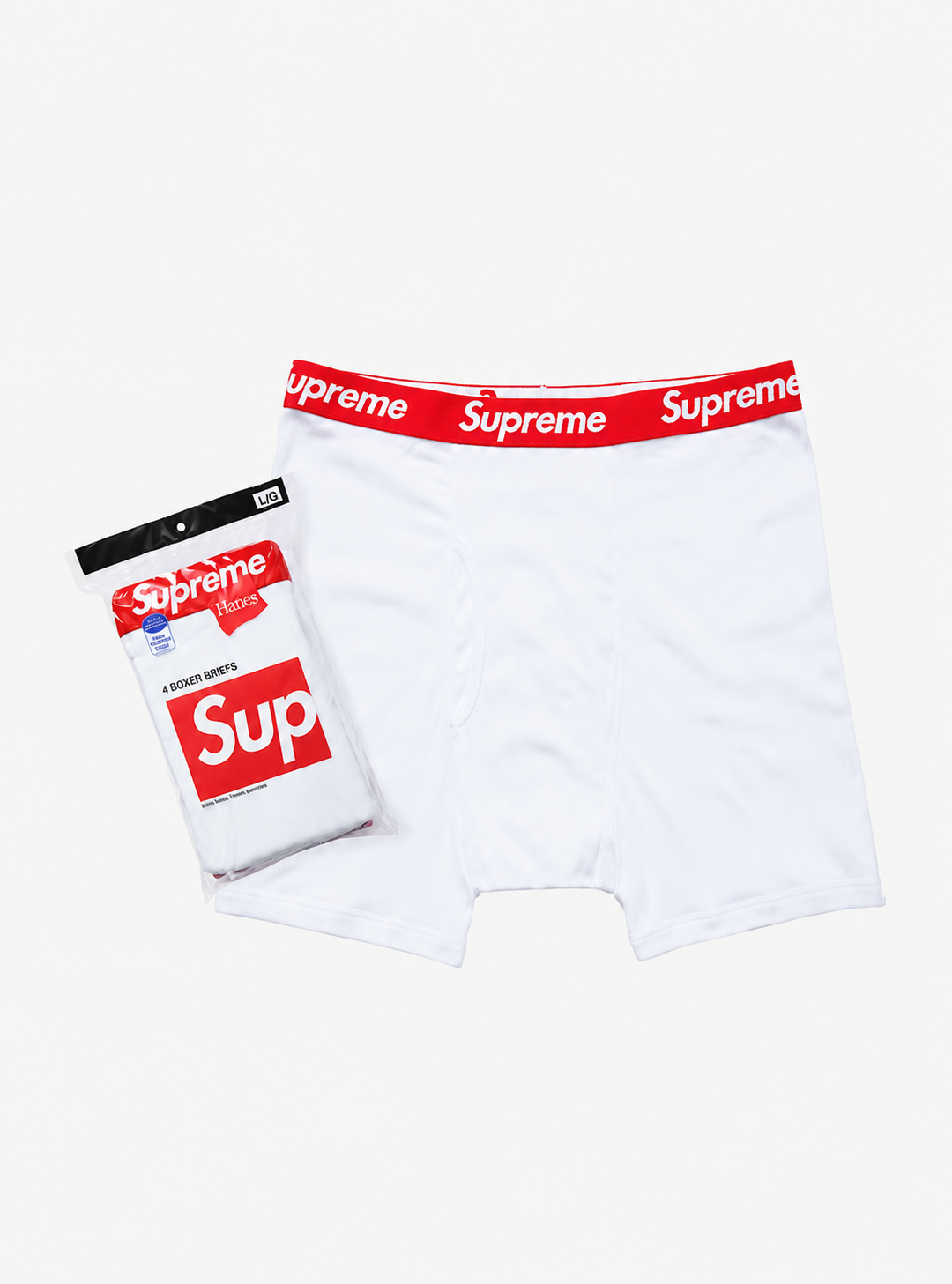 Supreme Hanes Boxer Briefs (4 Pack) White