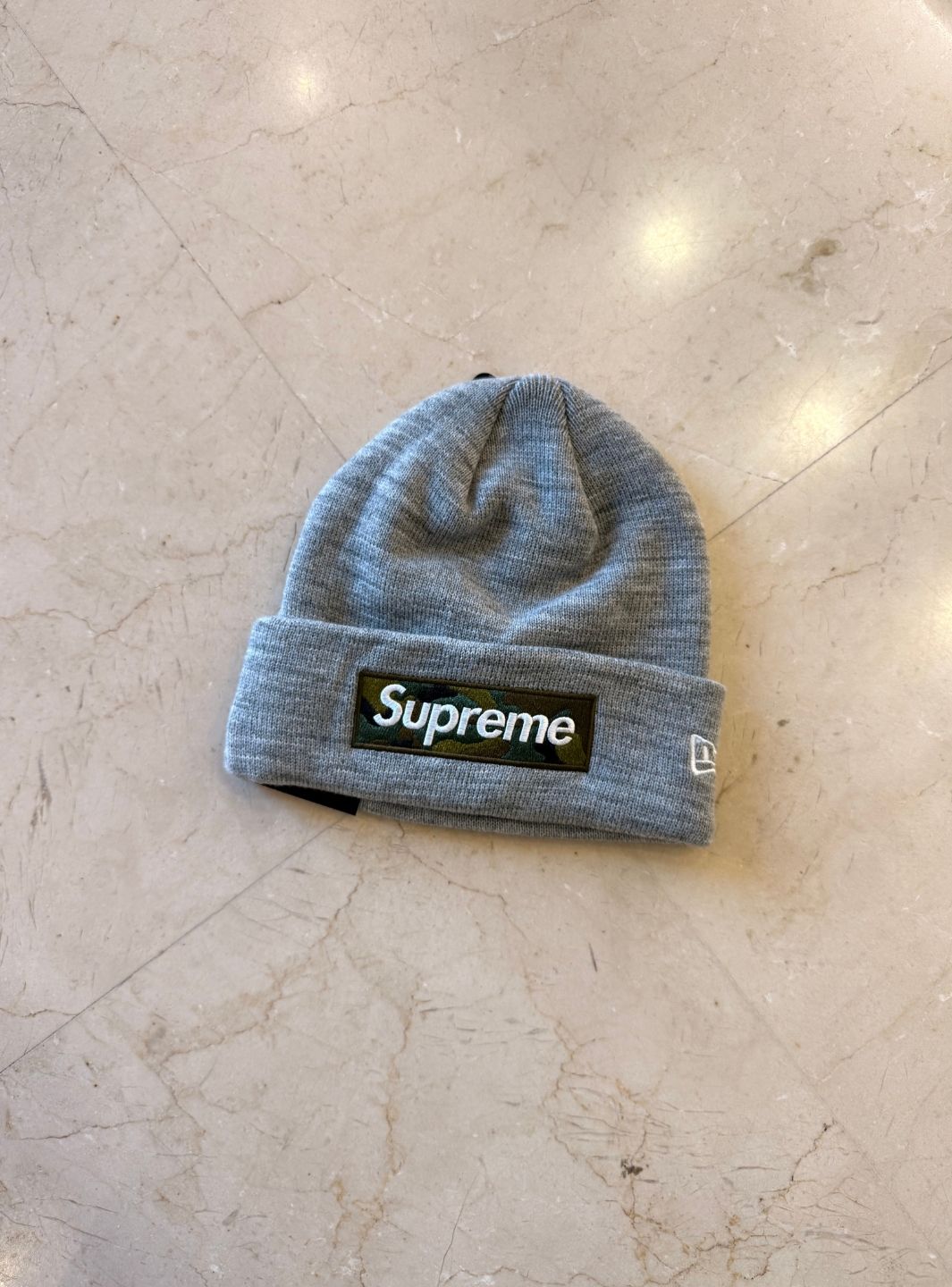 Supreme New Era Box Logo Beanie Heather Grey (FW23)