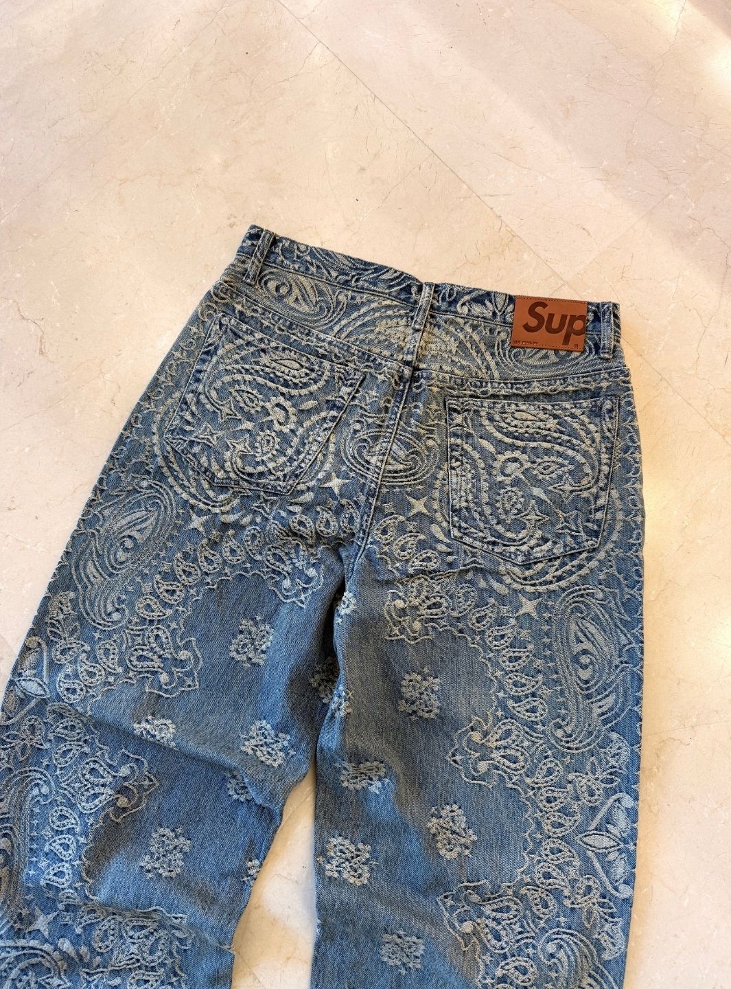 Supreme Bandana Jacquard Baggy Jeans Blue