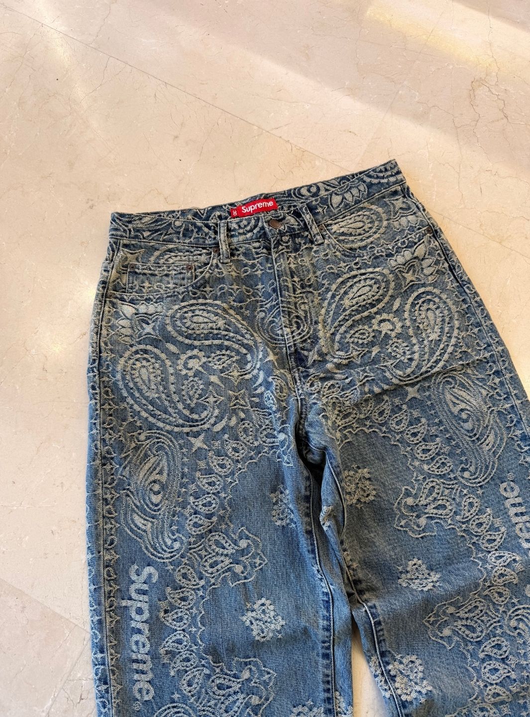 Supreme Bandana Jacquard Baggy Jeans Blue