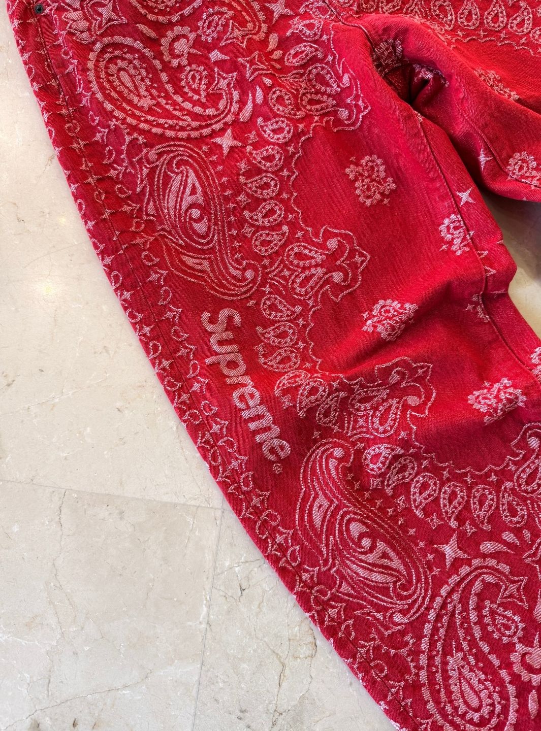 Supreme Bandana Jacquard Baggy Jeans Red