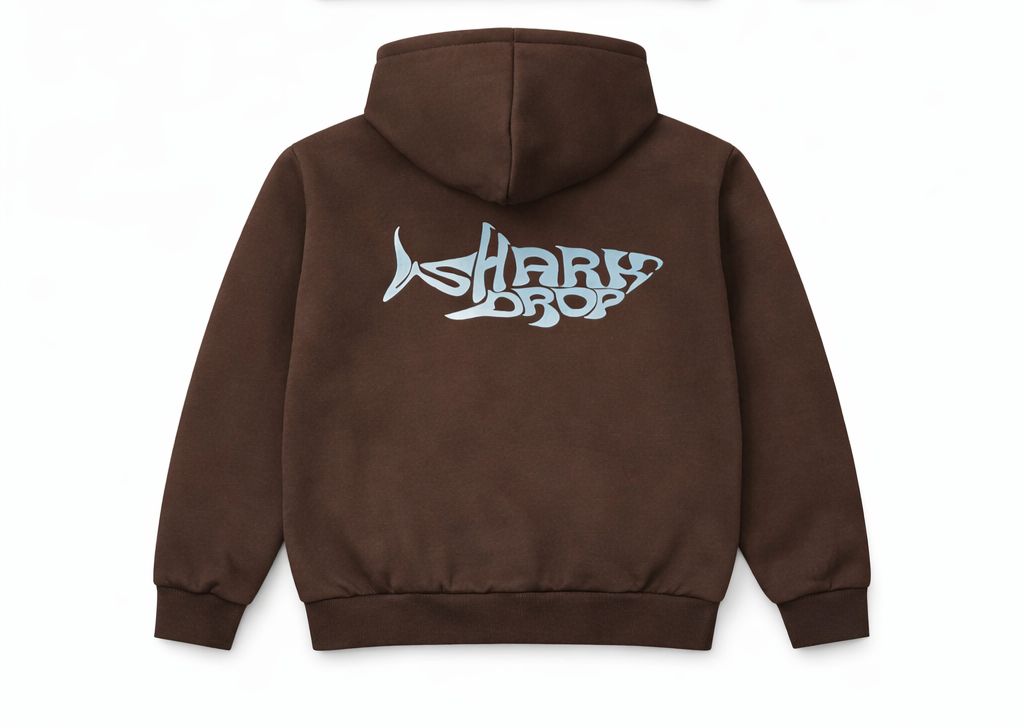 Sharkdrop Hoddie Dark Brown Blue