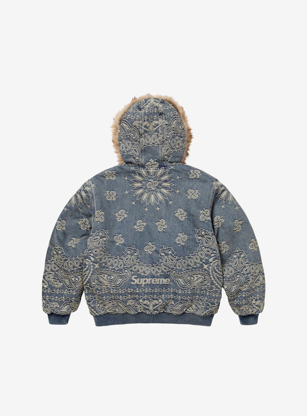 Supreme Bandana Jacquard Denim Hooded Work Jacket Blue