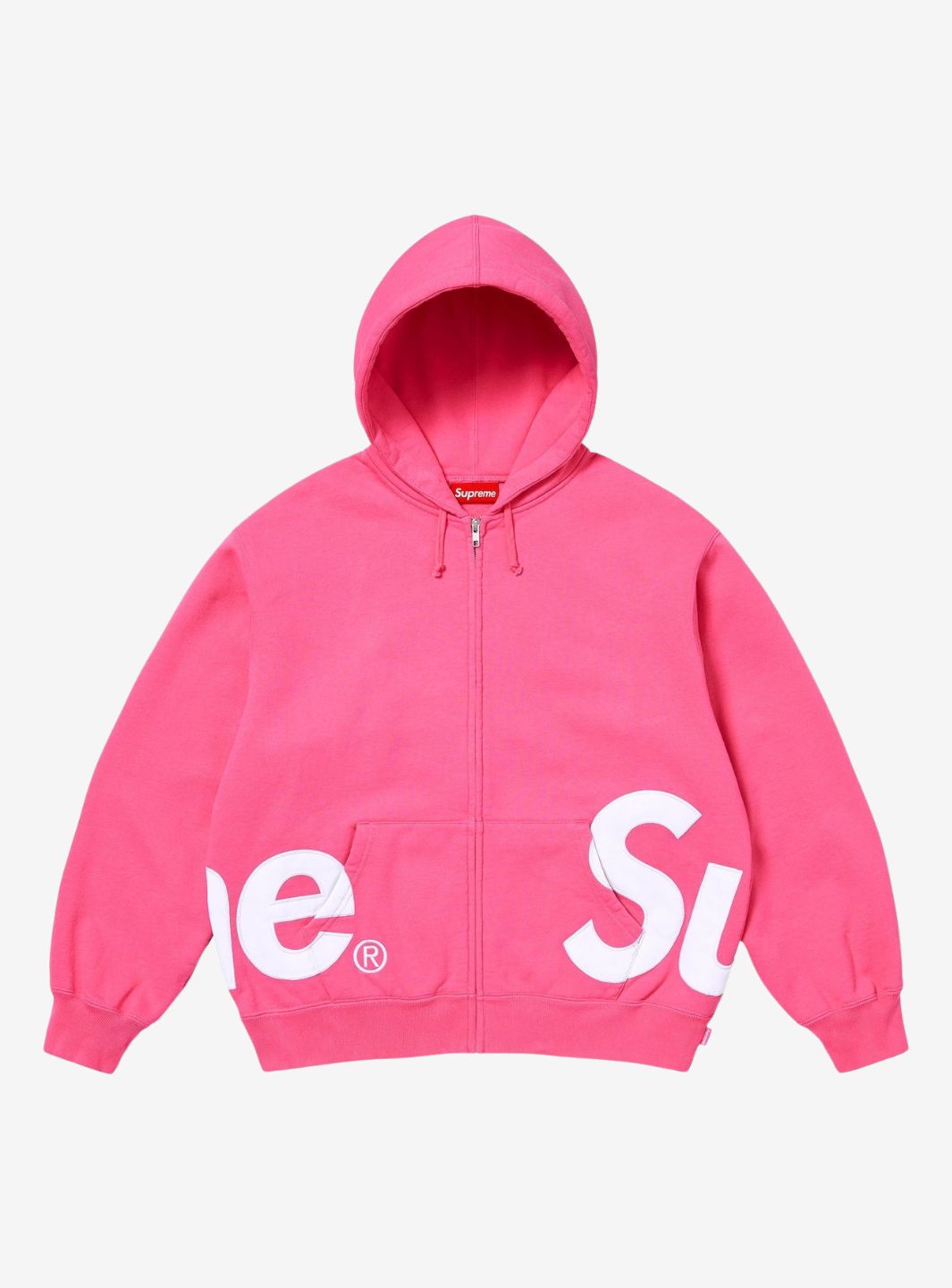 Supreme Big Logo Zip Up Hooded Sweatshirt Magenta