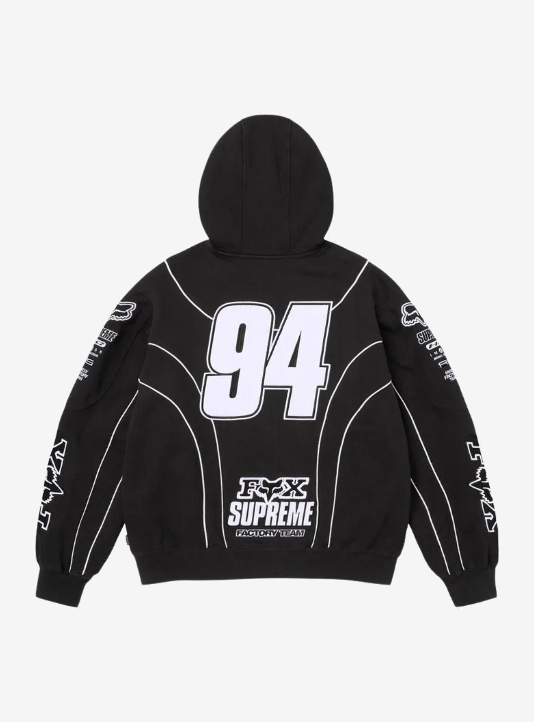 Supreme Fox Racing Zip Up Hooded Sweatshirt Black